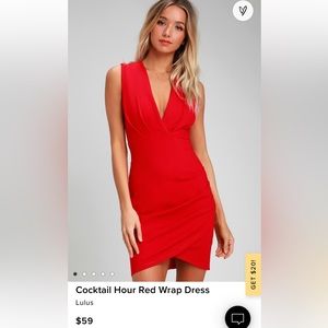 Lulu’s Cocktail Hour Red Wrap Dress, never worn
